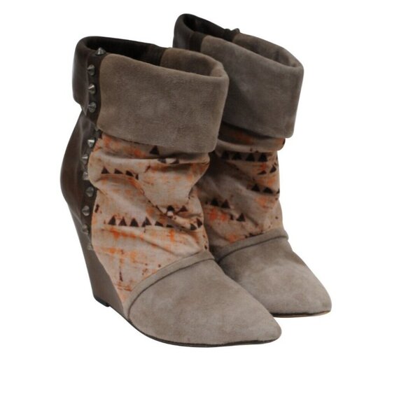 Isabel Marant Womens Spike Wedge Ankle Boot US8 EU38 Brown Tan Suede Leather - Picture 1 of 12
